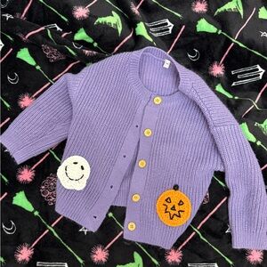 Knitted Purple Halloween Kids Cardigan